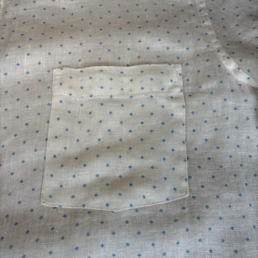 Daniel Hechter Shirt‎ MENS 2XL 100% Linen Blue Dots Short Sleeve Button Down - Picture 5 of 7